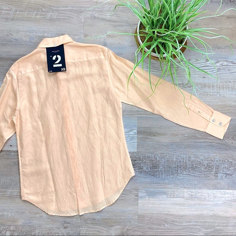 Rag & Bone Fit 2 Tomlin Linen Shirt in Peach - Picture 13 of 16